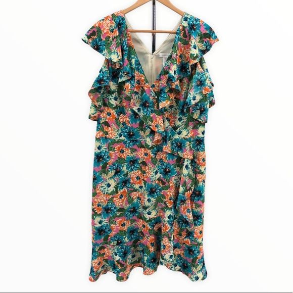 London Times Cold Shoulder Ruffle Floral Dress - Picture 6 of 13